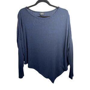 Womens Asymmetrical Knit Top SZ S Minimalist Modern Stretchy Cozy Layering Chic